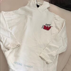 Off-White White Pullover Hoodie with Red 'W' Logo